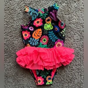 Cat & Jack Floral One Piece with Pink Ruffle